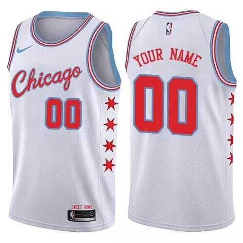 Men's Chicago Bulls Active Player Custom White City Edition Swingman Stitched Jersey